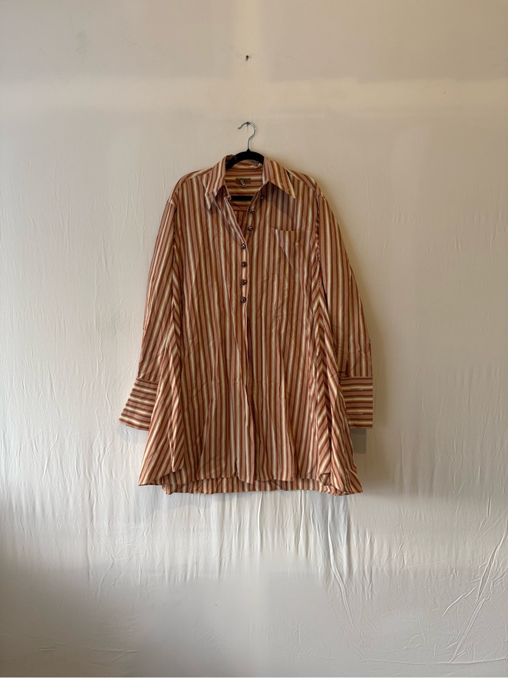 ROMEO GIGLI Women's Long Sleeve Button Front Striped Tunic Shirt Size 42